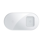 BASEUS Caricabatteria Wireless 2 in 1 da 18W per Ricaricare iPhone e AirPods  - Bianco